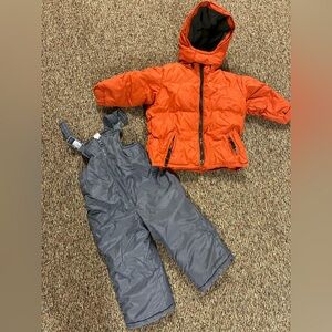 Baby GAP Orange Puffer Jacket and Carter’s Gray Snow Pants Set 2 Year Old